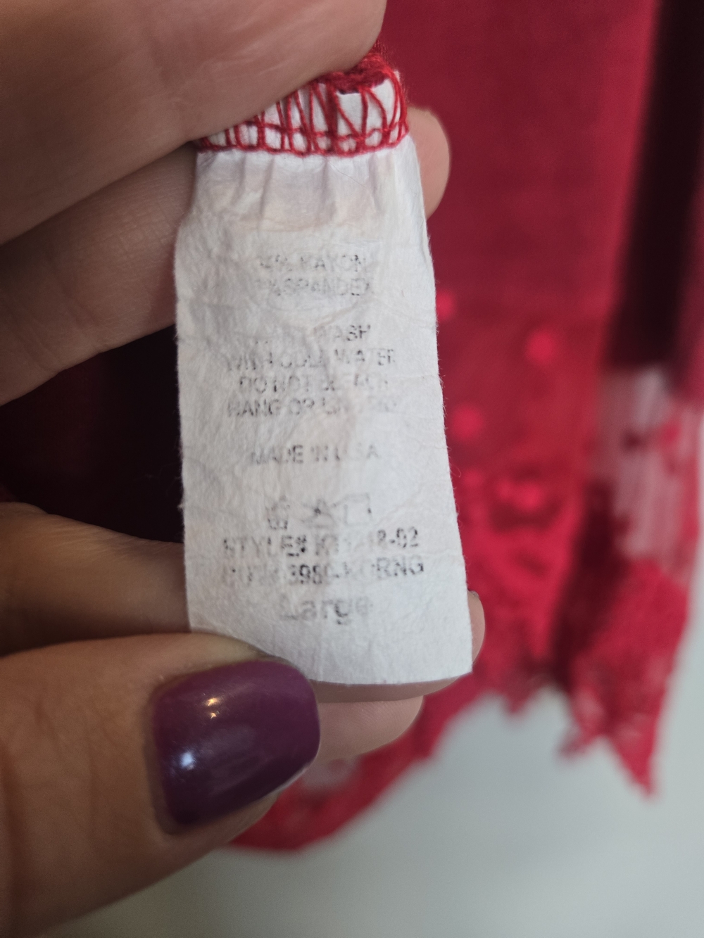 Fantastic Fawn red/Burgundy Lace Trim Slip Dress Extender - Wine - Size large - Picture 6 of 6